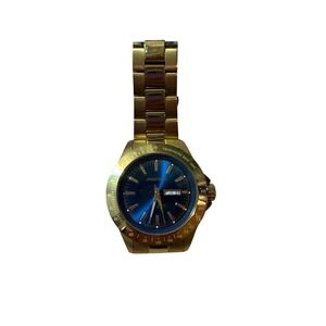 Armitron‎ Mens Gold Tone Blue Dial Day Date Chronograph Watch